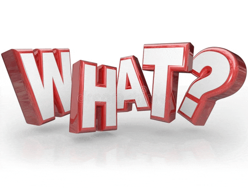 the word what is in red and white letters on a white background