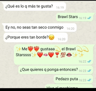 a screenshot of a text message between two people with the time 16:19