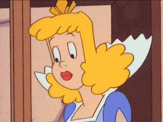 a cartoon princess with blonde hair and a white crown