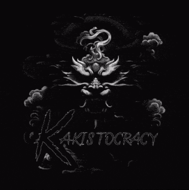 a black and white drawing of a dragon with akistocracy written below it