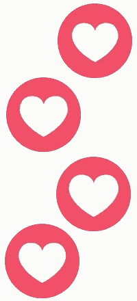 three pink circles with white hearts in them