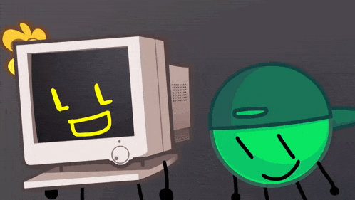 a cartoon drawing of a computer monitor with the letters l and d on it