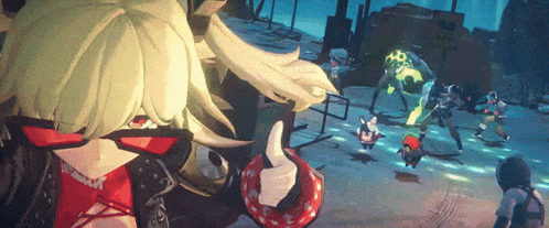 a woman in a red bikini is giving a thumbs up in a video game