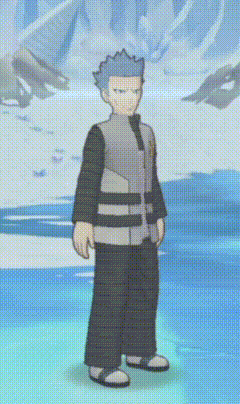 a cartoon character is standing in front of a blue background