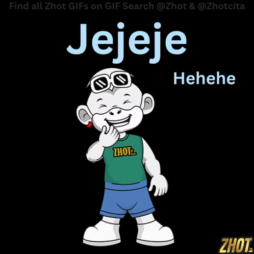 a cartoon character wearing sunglasses and a zhot shirt is laughing