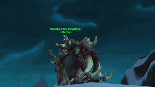 a screenshot of a video game shows a monster named bicarbzed the king