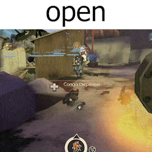 a screenshot of a video game with the words open above it