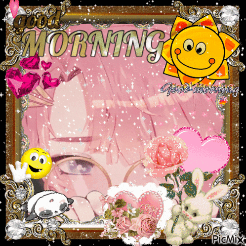a picture with a smiley face and the words good morning on it