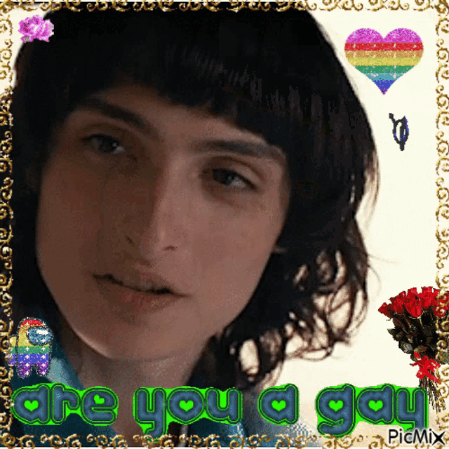 a picture of a young man with the words are you a gay