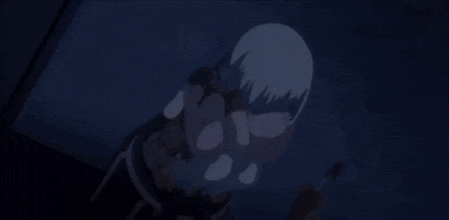 a girl with white hair is holding a stuffed animal