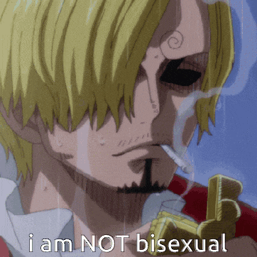 a man smoking a cigarette with the words " i am not bisexual " on the bottom