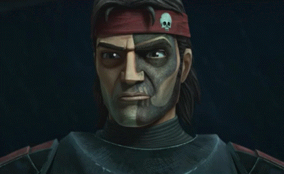 a close up of a man with a skull on his headband .