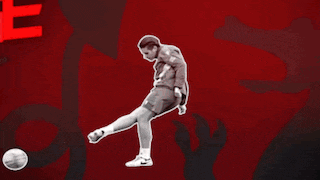a poster for george dobson midfielder shows a soccer player kicking a ball