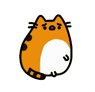 a cartoon drawing of a cat with a sad look on its face .