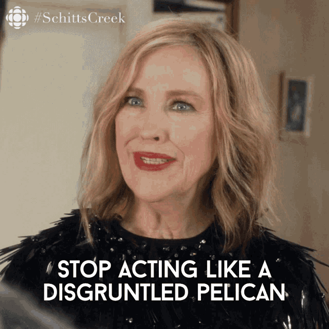 Stop Acting Like A Disgruntled Pelican Moira GIF - Stop Acting Like A Disgruntled Pelican Moira Moira Rose GIFs