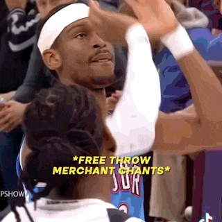 a basketball player with the word merchant chants on it
