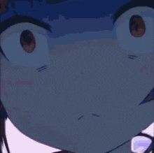 a cartoon girl with a cat ear is standing in front of a window .