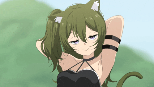 a drawing of a girl with cat ears on her head