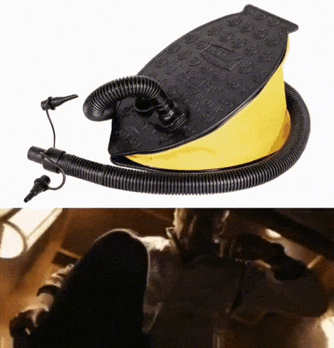 a person is using an air pump to inflate a mattress