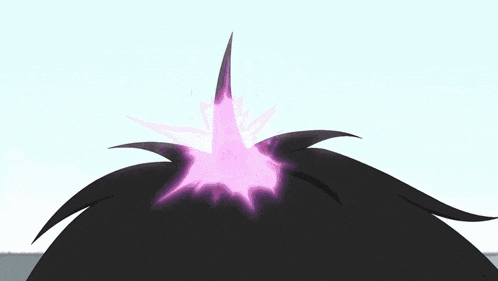 a cartoon drawing of a unicorn with a purple horn