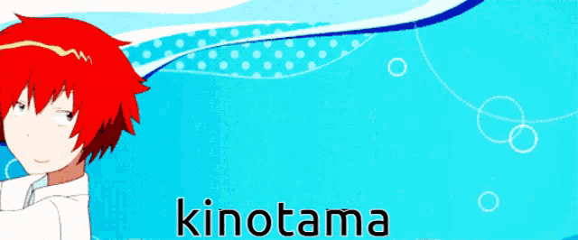 a cartoon character with red hair and the name kinotama