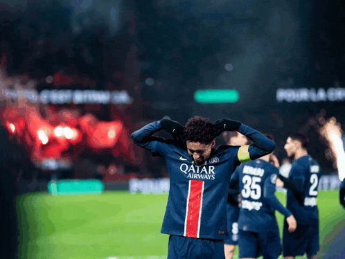 a soccer player with the number 35 on his back