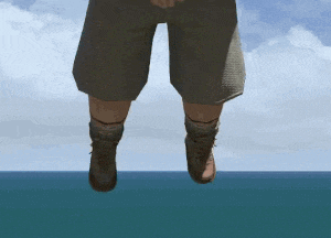 a person in shorts and boots is jumping into the ocean
