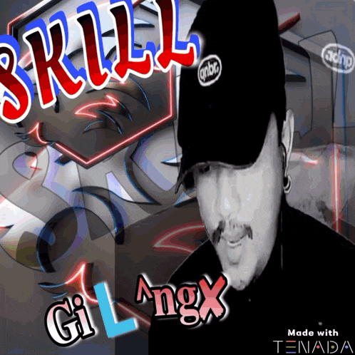 a man wearing a hat that says gil angx on it