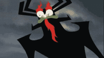 a close up of a cartoon character with a ponytail making a funny face .