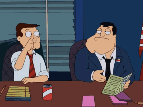 a cartoon of two men sitting at a table with a can of pepsi in front of them