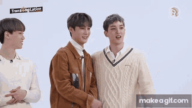 two young men are standing next to each other and one of them is saying ich liebe dich