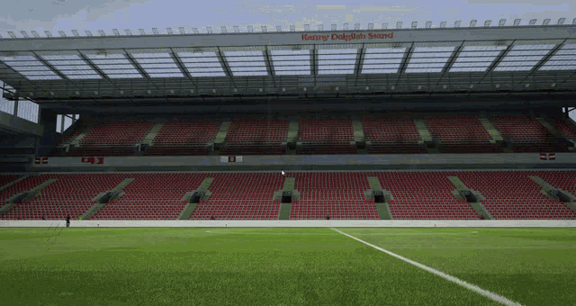 an empty stadium with a sign that says heavy delight sound