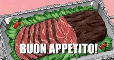 a tray of meat with the words buon appetito written on it