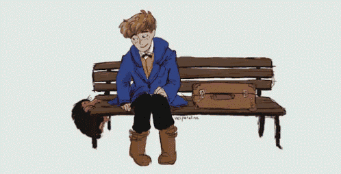 a drawing of a boy sitting on a bench