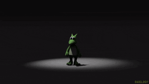 a green cartoon character 's hand is reaching out towards the camera with the words bagelboy written below it