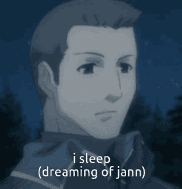 a picture of a man with the words i sleep dreaming of jann