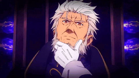 a man with gray hair and white gloves is thinking