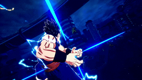 a character in a video game is surrounded by blue lightning