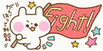a cartoon rabbit is holding a red banner that says `` fight '' .