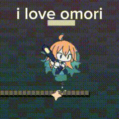a cartoon of a girl holding a bat and the words `` i love omori ''