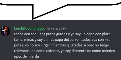 a screenshot of a speech bubble with the name lauchitoconchagod