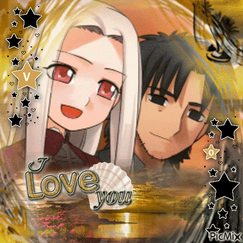 a picture of a man and a girl with the words i love you