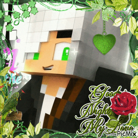 a picture of a minecraft character with the words " good night my love "