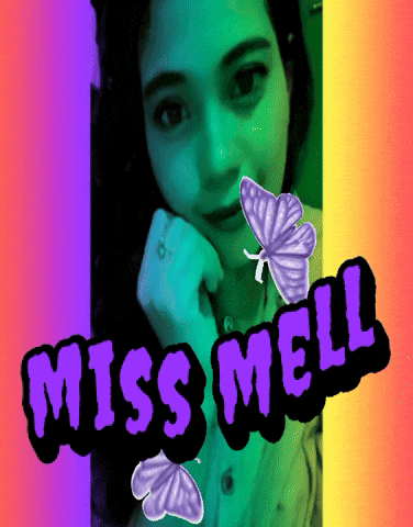 a picture of a girl with the words miss mell written on it