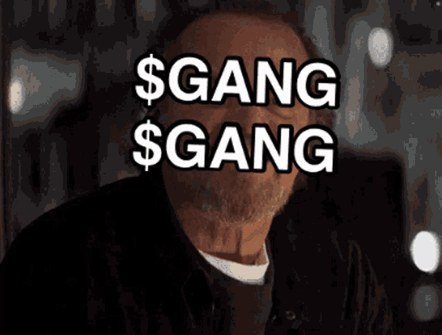 a man with a beard has the words $ gang $ gang written on his face