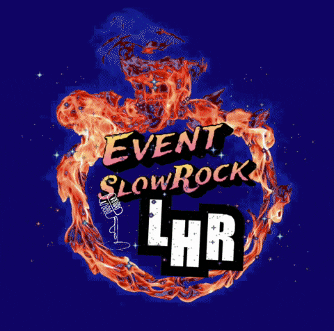 a logo for event slowrock lhr with a microphone in the middle