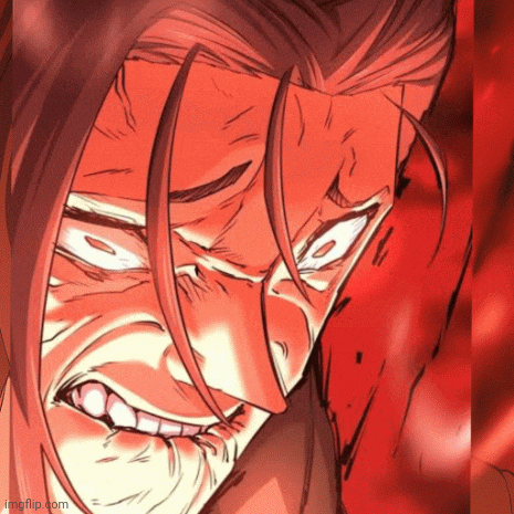 a close up of a cartoon character 's face with a very angry expression .