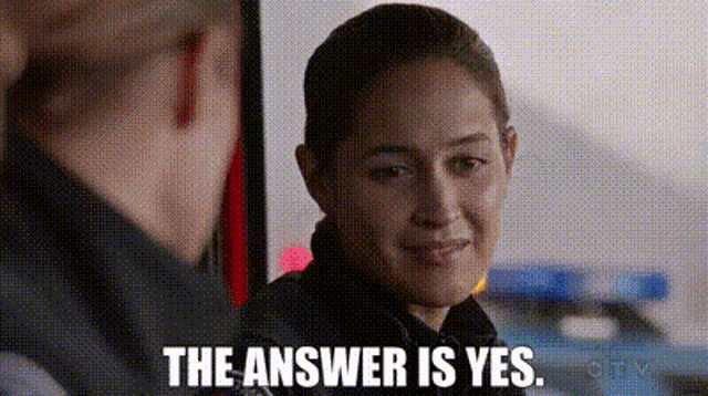 a woman in a police uniform is talking to a man in a police car and the answer is yes .