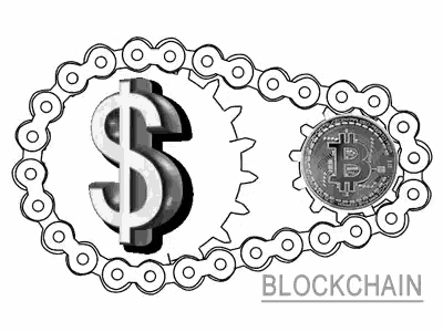 a dollar sign is attached to a chain next to a coin .