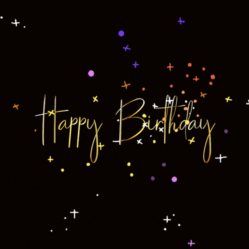 a black background with the words happy birthday in gold letters